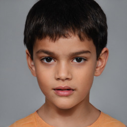 Neutral white child male with short  brown hair and brown eyes