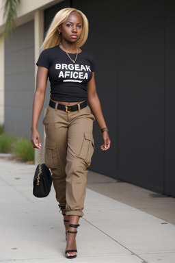 African american adult female with  blonde hair