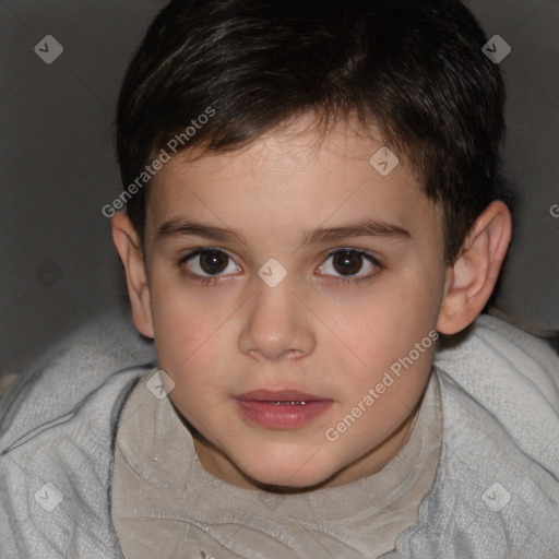 Neutral white child male with short  brown hair and brown eyes