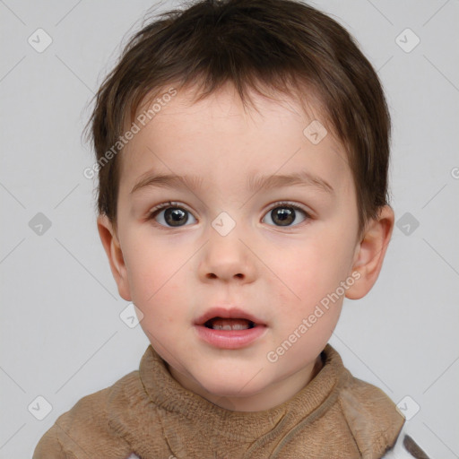 Neutral white child male with short  brown hair and brown eyes