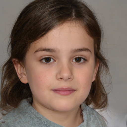 Neutral white child female with medium  brown hair and brown eyes