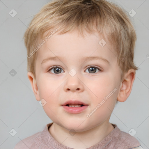 Neutral white child male with short  brown hair and brown eyes