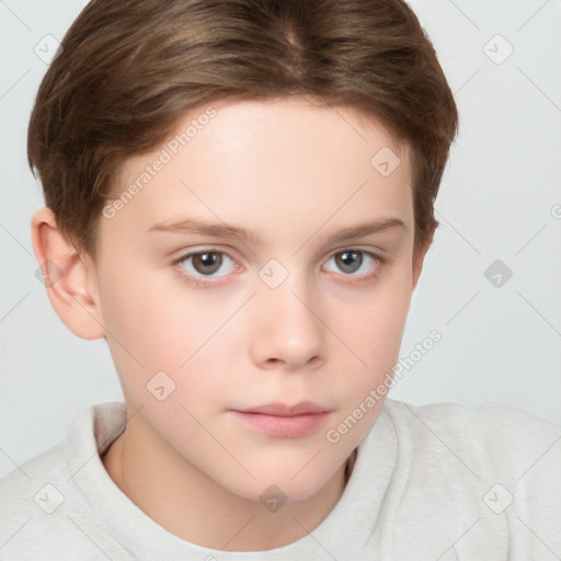 Neutral white child female with short  brown hair and brown eyes