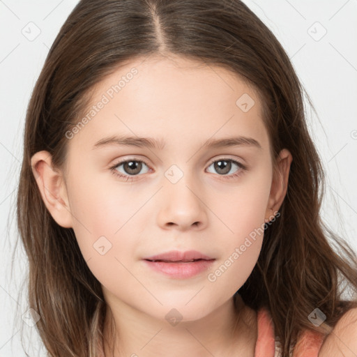 Neutral white child female with medium  brown hair and brown eyes