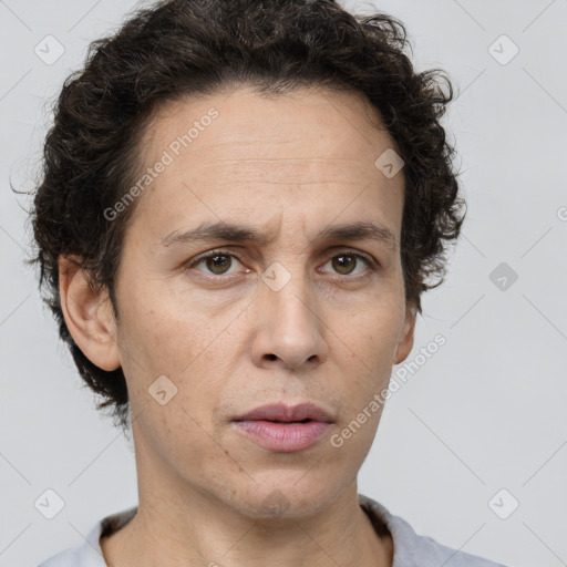 Neutral white adult male with short  brown hair and brown eyes