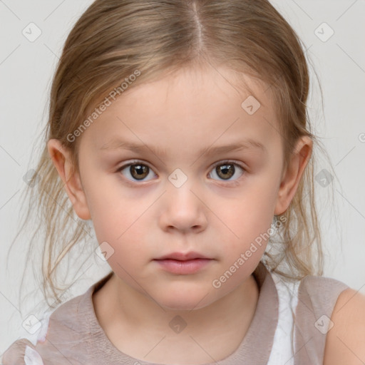 Neutral white child female with medium  brown hair and brown eyes