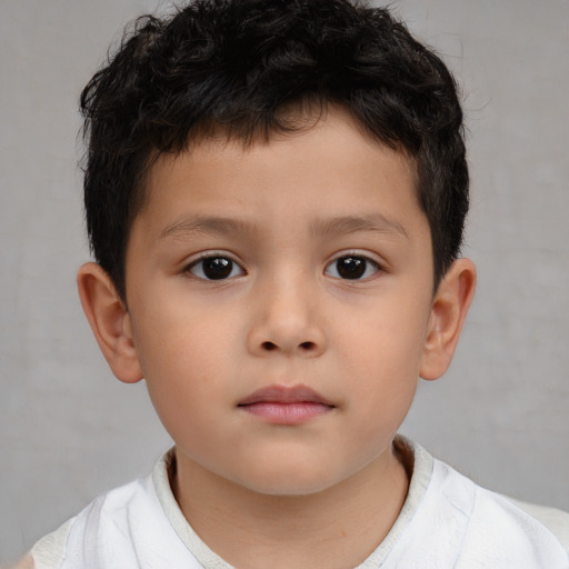 Neutral asian child male with short  brown hair and brown eyes