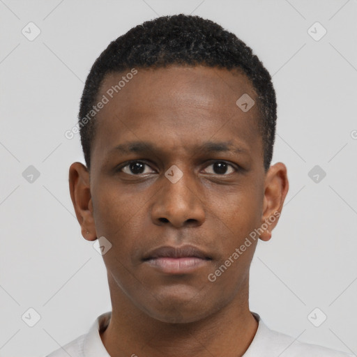 Neutral black young-adult male with short  brown hair and brown eyes