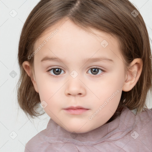 Neutral white child female with medium  brown hair and brown eyes