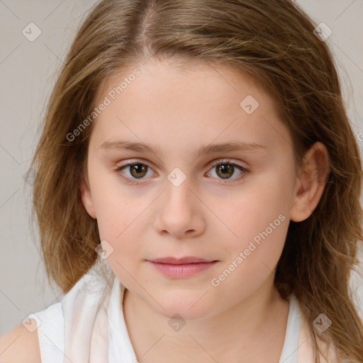 Neutral white child female with medium  brown hair and brown eyes