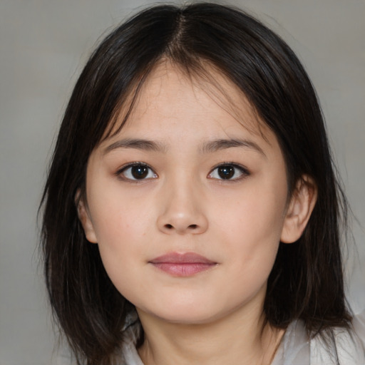 Neutral asian young-adult female with medium  brown hair and brown eyes