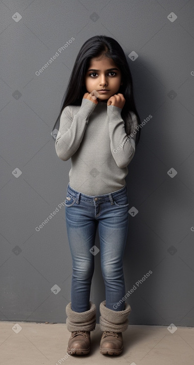 Indian child girl with  gray hair