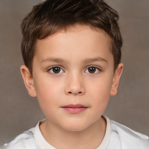 Neutral white child male with short  brown hair and brown eyes