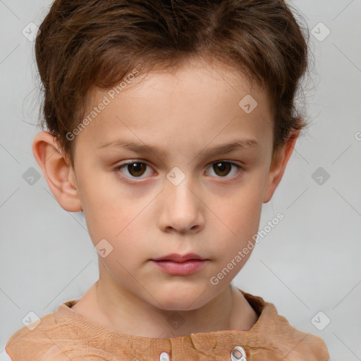 Neutral white child male with short  brown hair and brown eyes