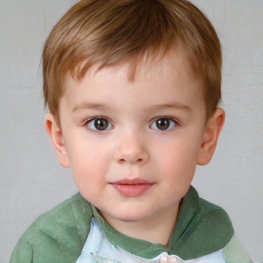 Neutral white child male with short  brown hair and blue eyes