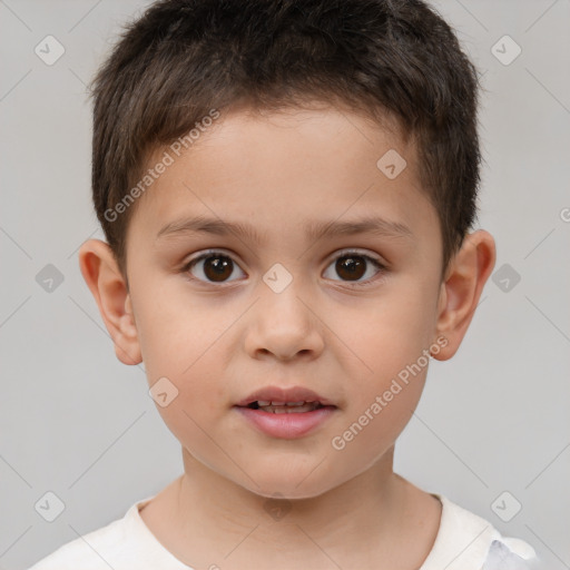 Neutral white child male with short  brown hair and brown eyes