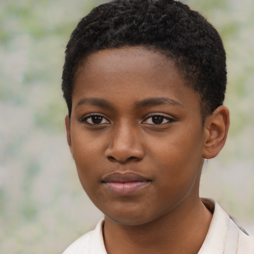 Neutral black child female with short  brown hair and brown eyes