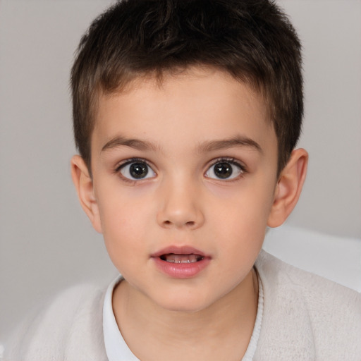 Neutral white child male with short  brown hair and brown eyes