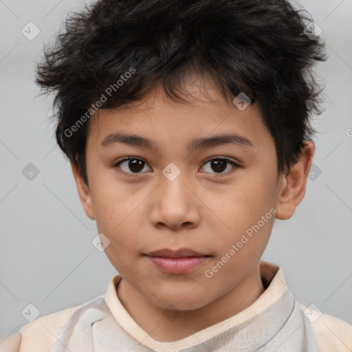 Neutral white child male with short  brown hair and brown eyes