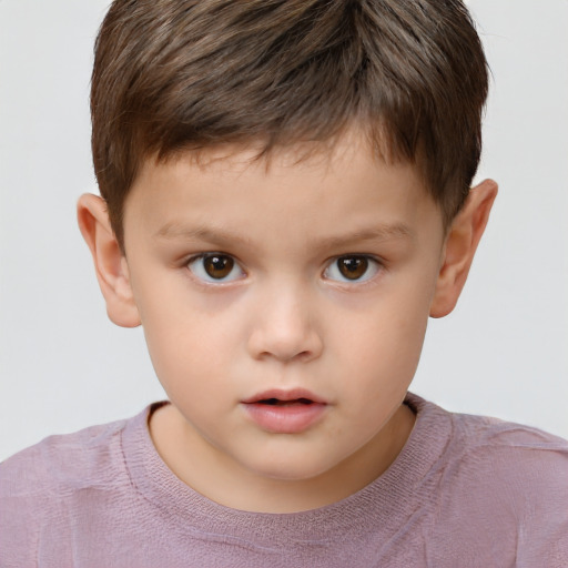 Neutral white child male with short  brown hair and brown eyes