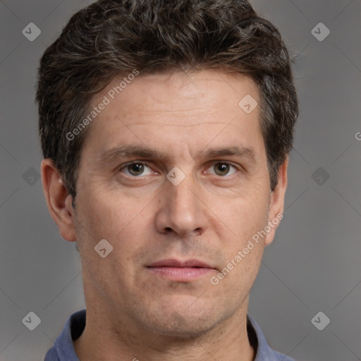 Neutral white adult male with short  brown hair and brown eyes