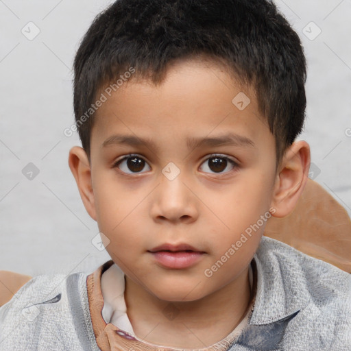 Neutral white child male with short  brown hair and brown eyes