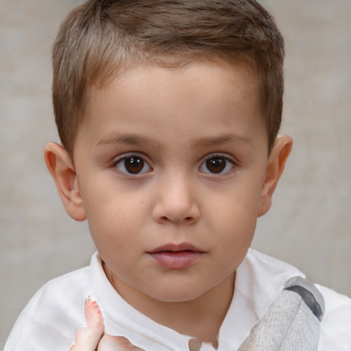 Neutral white child male with short  brown hair and brown eyes