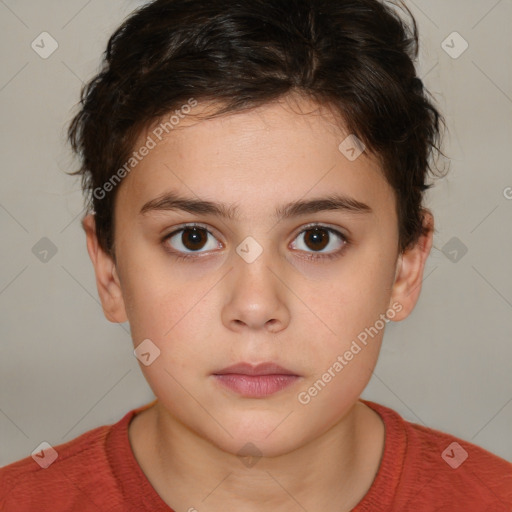 Neutral white child female with short  brown hair and brown eyes