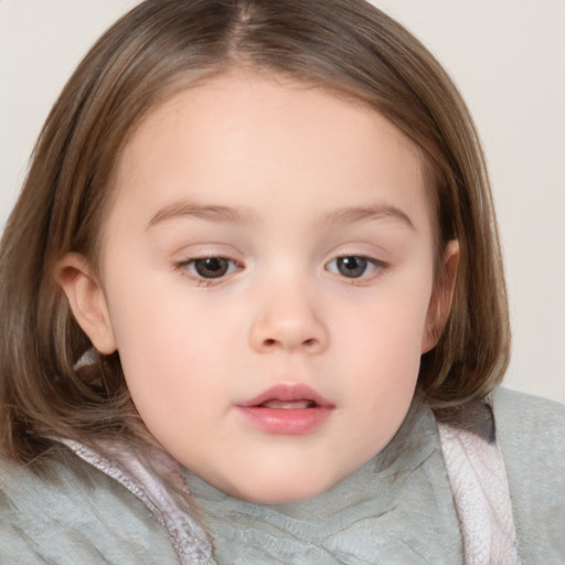 Neutral white child female with medium  brown hair and brown eyes