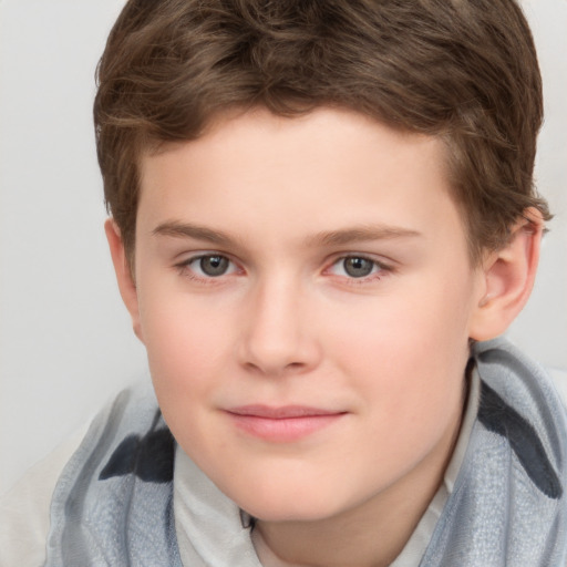 Neutral white child male with short  brown hair and brown eyes