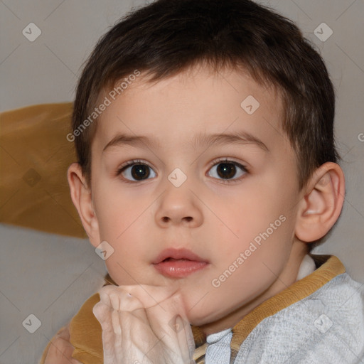 Neutral white child male with short  brown hair and brown eyes