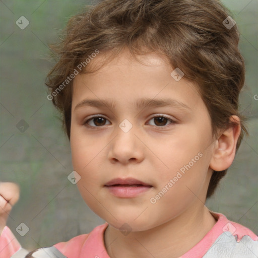 Neutral white child female with short  brown hair and brown eyes