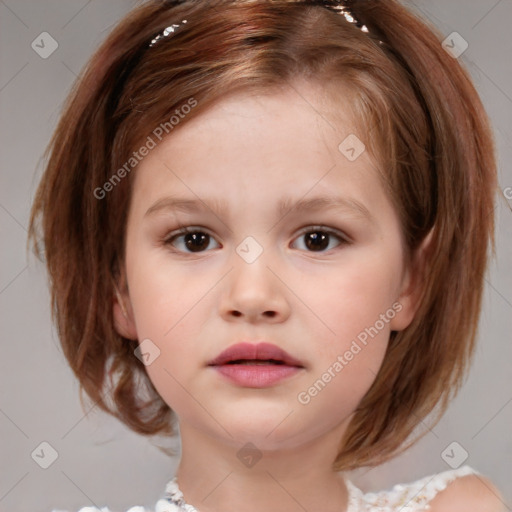 Neutral white child female with medium  brown hair and brown eyes