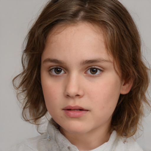 Neutral white child female with medium  brown hair and brown eyes