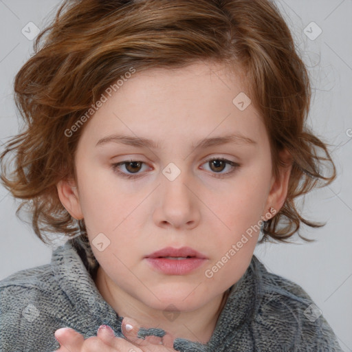 Neutral white child female with medium  brown hair and brown eyes