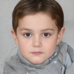 Neutral white child female with short  brown hair and brown eyes