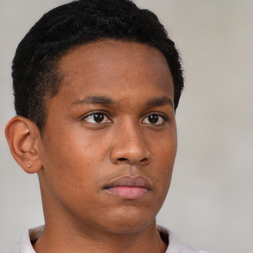 Neutral asian young-adult male with short  brown hair and brown eyes