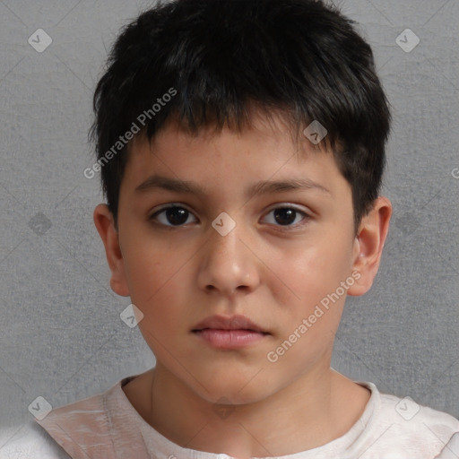 Neutral white child male with short  brown hair and brown eyes