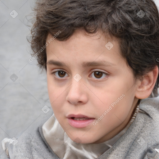 Neutral white child male with short  brown hair and brown eyes