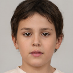 Neutral white child female with short  brown hair and brown eyes