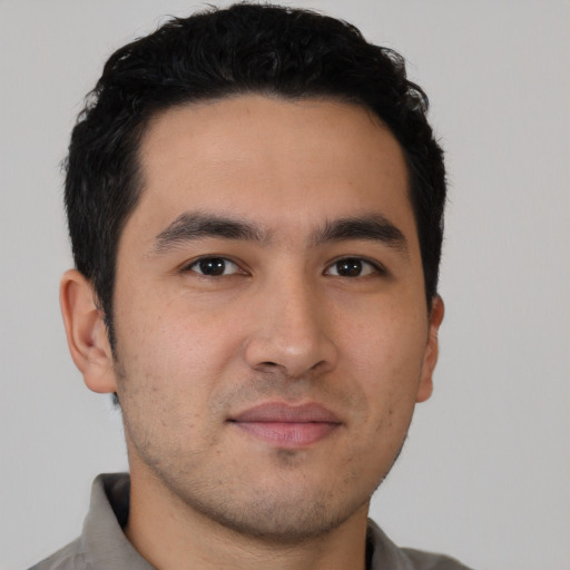 Neutral latino young-adult male with short  brown hair and brown eyes