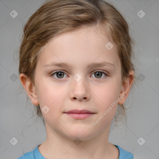 Neutral white child female with medium  brown hair and brown eyes