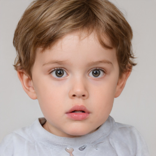 Neutral white child male with short  brown hair and brown eyes