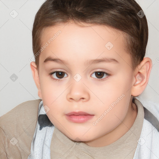 Neutral white child female with short  brown hair and brown eyes