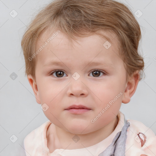 Neutral white child male with short  brown hair and brown eyes