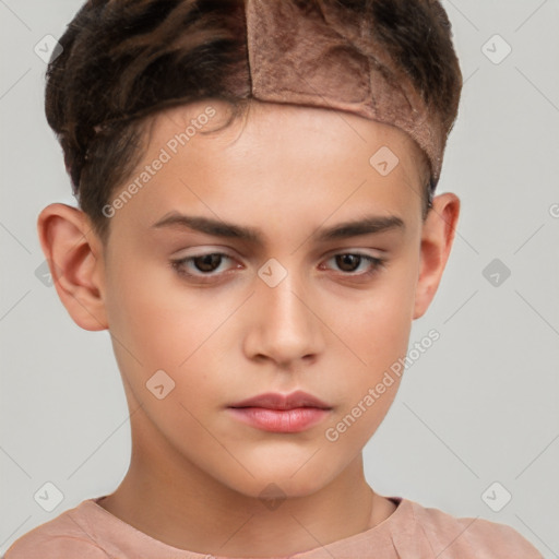 Neutral white child male with short  brown hair and brown eyes