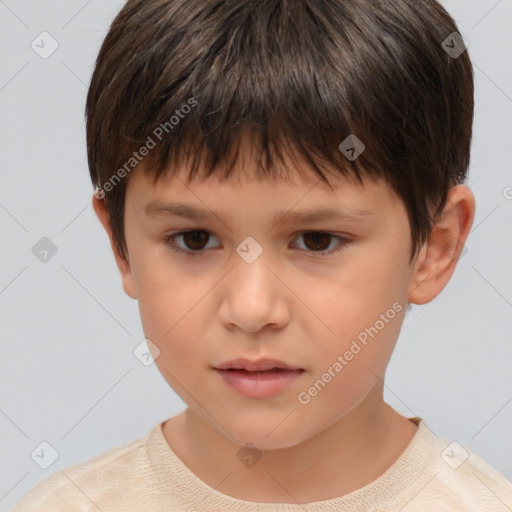 Neutral white child male with short  brown hair and brown eyes