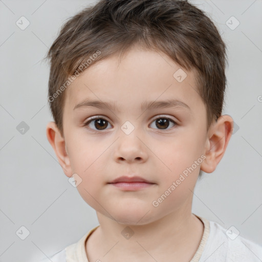 Neutral white child male with short  brown hair and brown eyes