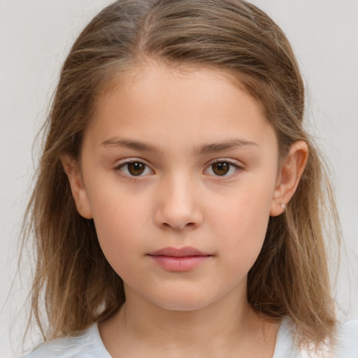 Neutral white child female with medium  brown hair and brown eyes