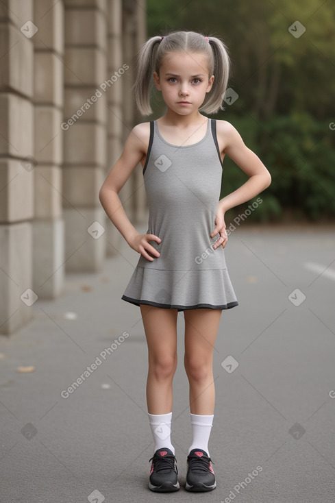 French child girl with  gray hair